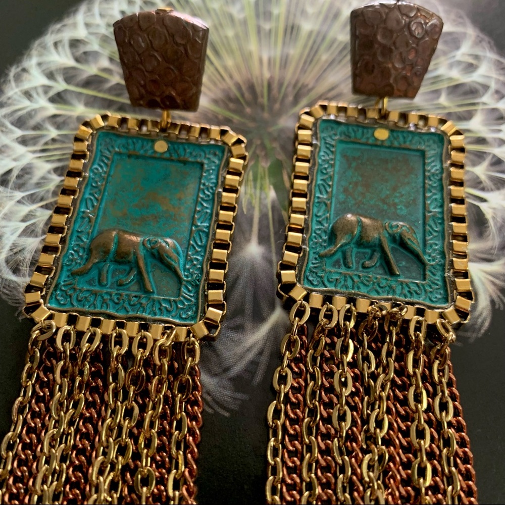 🤩 SPECTACULAR Gold & Copper Finish Statement Earrings from London 🇬🇧 - Picture 4 of 7